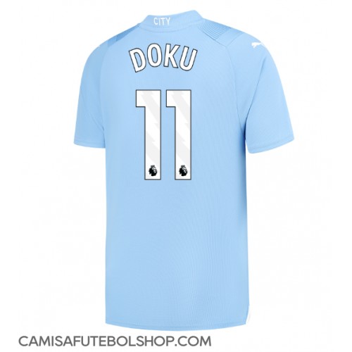 Camisa de time de futebol Manchester City Jeremy Doku #11 Replicas 1º Equipamento 2023-24 Manga Curta